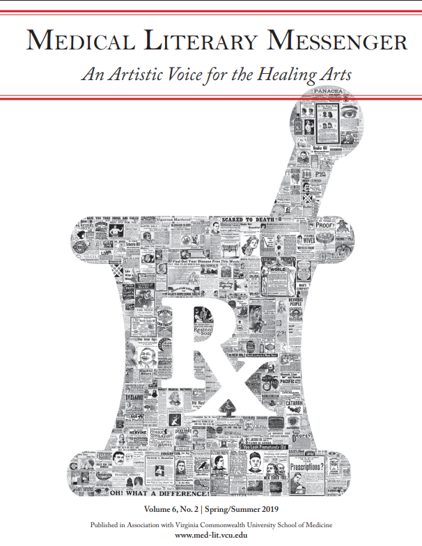 Black and white illustration of newspapers that form a silhouette, the letters 